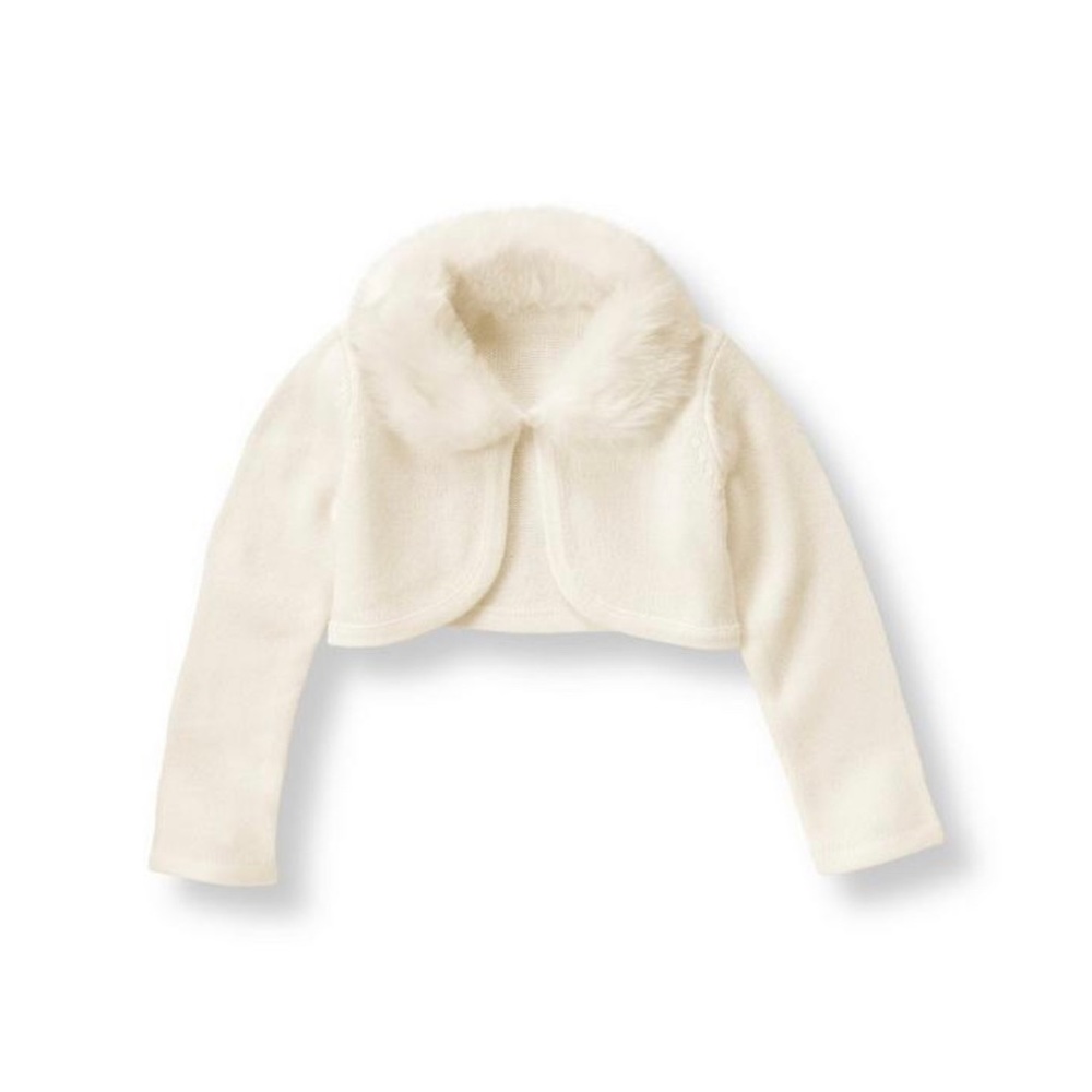 Janie and Jack Faux Fur Trim Shrug Sweater